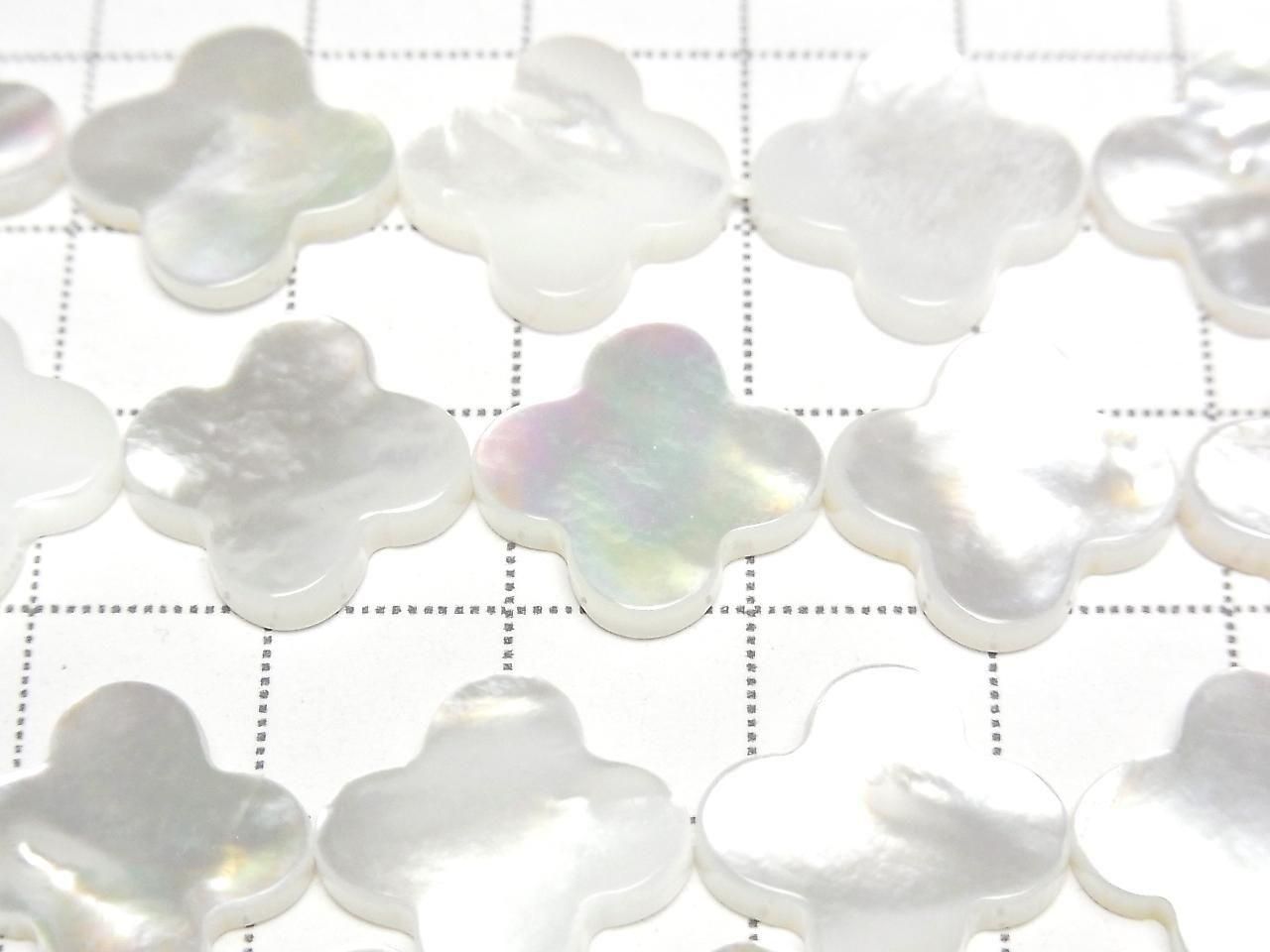 White Shell AAA Flower Motif Beads 15x15x3mm 1/4 or 1 strand (approx. 15 inch/37 cm)