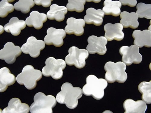 White Shell AAA Flower Motif 15x15x3mm 1/4 or 1strand beads (aprx.15inch/37cm)