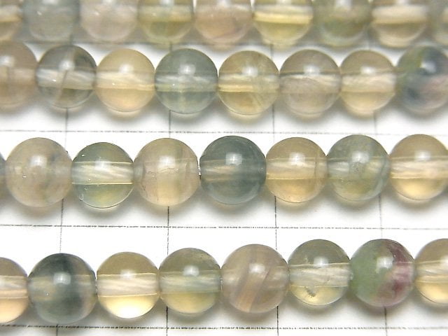 [Video] Multicolor Fluorite Yellow Round 6mm half or 1strand beads (aprx.15inch/38cm)