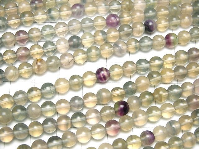 [Video] Multicolor Fluorite Yellow Round 6mm half or 1strand beads (aprx.15inch/38cm)