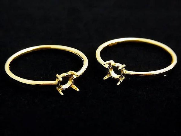 [Video]Silver925 Ring Frame (Prong Setting) Round 4mm 18KGP 1pc