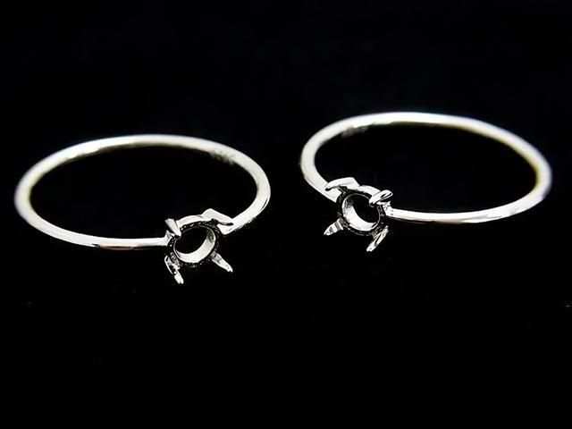 [Video] Silver925 Ring Frame (Prong Setting) Round 4mm Rhodium Plated 1pc