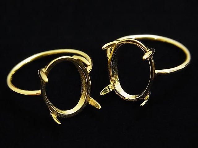 [Video] Silver925 Ring Frame (Prong Setting) Oval 14x10mm 18KGP 1pc