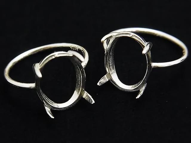 [Video] Silver925 Ring Frame (Prong Setting) Oval 14x10mm Rhodium Plated 1pc