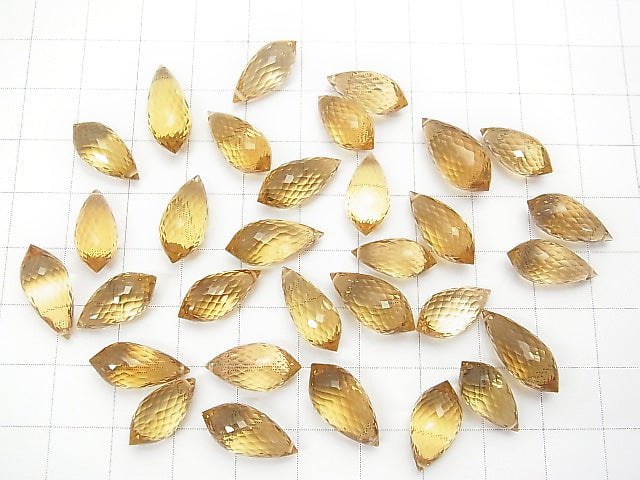 MicroCut!  High Quality Beer Crystal Quartz AAA Marquise Rice  Faceted Briolette  5pcs $29.99