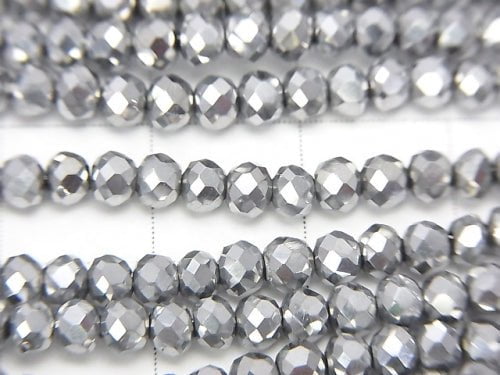 1strand $1.79! glass Beads Faceted Button Roundel 3x3x2mm Silver 1strand beads (aprx.14inch / 34cm)