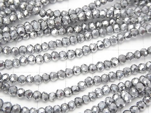 1strand $1.79! glass Beads Faceted Button Roundel 3x3x2mm Silver 1strand beads (aprx.14inch / 34cm)