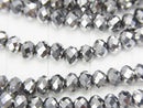 1strand $1.79! glass Beads Faceted Button Rondelle 4 x 4 x 3 mm Silver 1 strand beads (aprx.18 inch / 44 cm)