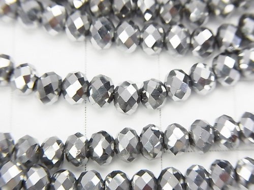 1strand $1.79! glass Beads Faceted Button Roundel 4 x 4 x 3 mm Silver 1 strand beads (aprx.18 inch / 44 cm)