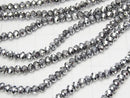 1strand $1.79! glass Beads Faceted Button Rondelle 4 x 4 x 3 mm Silver 1 strand beads (aprx.18 inch / 44 cm)