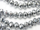 1strand $2.39! glass Beads Faceted Button Rondelle 6 x 6 x 4 mm Silver 1 strand beads (aprx.17 inch / 42 cm)