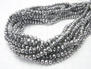 1strand $2.39! glass Beads Faceted Button Rondelle 6 x 6 x 4 mm Silver 1 strand beads (aprx.17 inch / 42 cm)