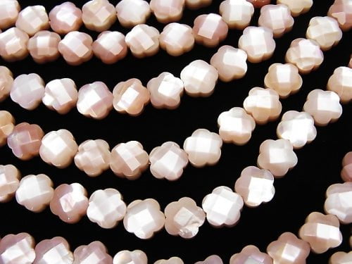 High Quality Pink Shell Flower (Faceted) 8 x 8 x 4 mm 1/4 or 1strand beads (aprx.15 inch / 38 cm)