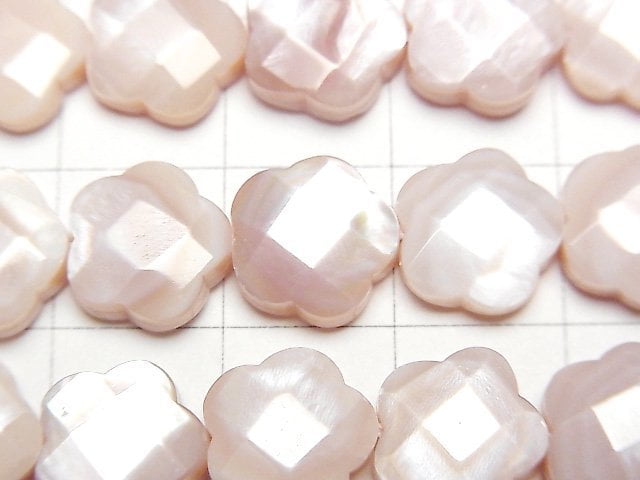 [Video] High Quality Pink Shell Flower (Faceted ) 10x10x4mm 1/4 or 1strand beads (aprx.15inch/38cm)