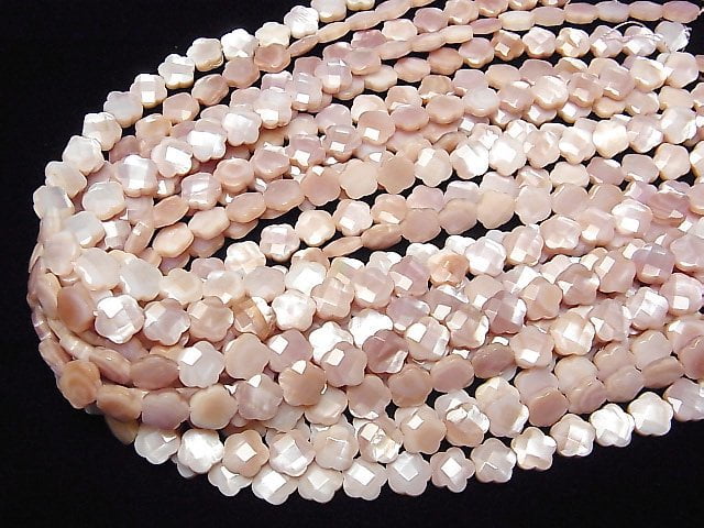 [Video] High Quality Pink Shell Flower (Faceted ) 10x10x4mm 1/4 or 1strand beads (aprx.15inch/38cm)