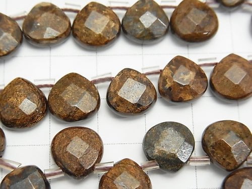 Bronzite  Chestnut  Faceted Briolette 10x10x5mm half or 1strand beads (aprx.15inch/38cm)