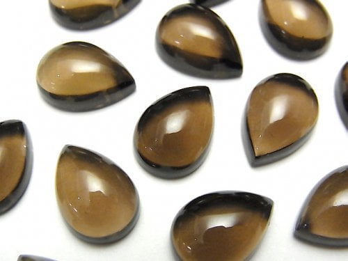 High Quality Smoky Quartz AAA Pear shape  Cabochon 14x10mm 3pcs