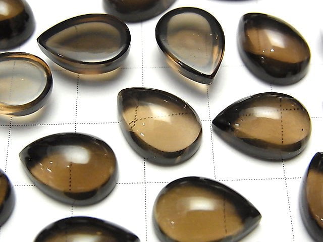 High Quality Smoky Quartz AAA Pear shape  Cabochon 14x10mm 3pcs