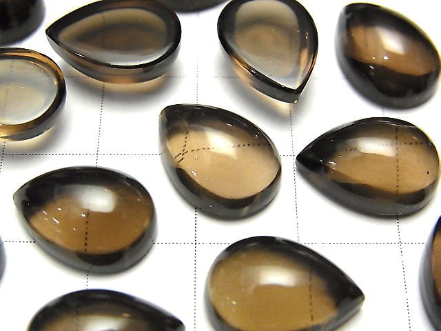 High Quality Smoky Quartz AAA Pear shape  Cabochon 14x10mm 3pcs