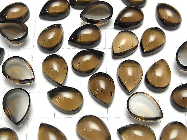 High Quality Smoky Quartz AAA Pear shape  Cabochon 14x10mm 3pcs