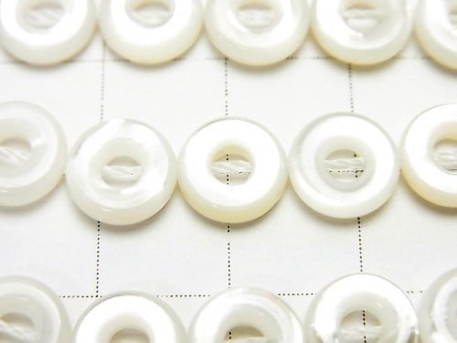 High quality White Shell (Silver-lip Oyster) AAA Coin (Donut) 8 x 8 x 3 mm half or 1 strand beads (aprx.15 inch / 38 cm)