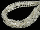 High quality White Shell (Silver-lip Oyster) AAA Coin (Donut) 8 x 8 x 3 mm half or 1 strand beads (aprx.15 inch / 38 cm)