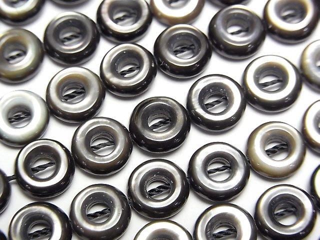 [Video] High quality black shell (Black-lip Oyster) AAA Coin (donut) 8x8mm 1/4-1strand beads (aprx.15inch/36cm)
