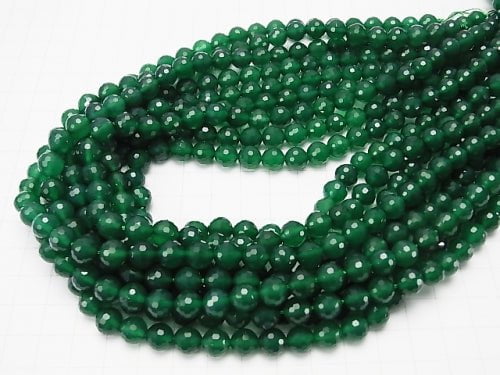 High Quality! 1strand $8.79! Green Onyx AAA 128 Faceted Round 8 mm 1strand beads (aprx.15 inch / 37 cm)