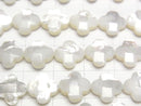[Video] High quality white shell flower (Faceted) 10x10x4mm 1/4 or 1strand beads (aprx.15inch/38cm)