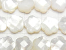 [Video]High Quality White Shell Flower(Faceted )10x10x4mm 1/4 or 1strand beads (aprx.15inch/38cm)