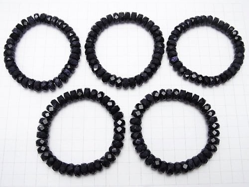 1strand $13.99! Blue Golden Sand Stone  Faceted Button Rondelle 10x10x5mm 1strand (Bracelet)