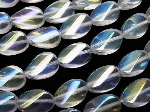 Flash Crystal, Oval, Twist Gemstone Beads