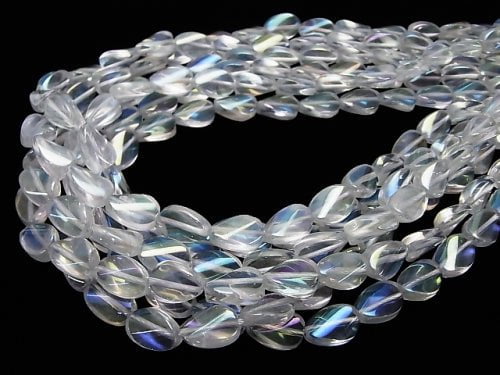 Aqua Crystal  Twist Oval 12x8x4mm half or 1strand beads (aprx.15inch/38cm)