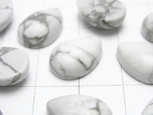 Howlite Magnesite  Pear shape  Cabochon 14x10mm 3pcs