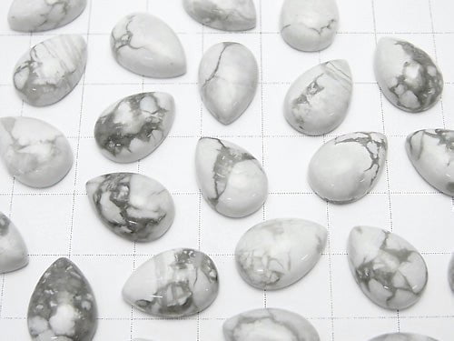 Howlite Magnesite  Pear shape  Cabochon 14x10mm 3pcs