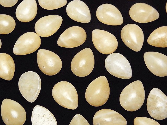 [Video]Yellow Calcite Pear shape Cabochon 14x10mm 5pcs