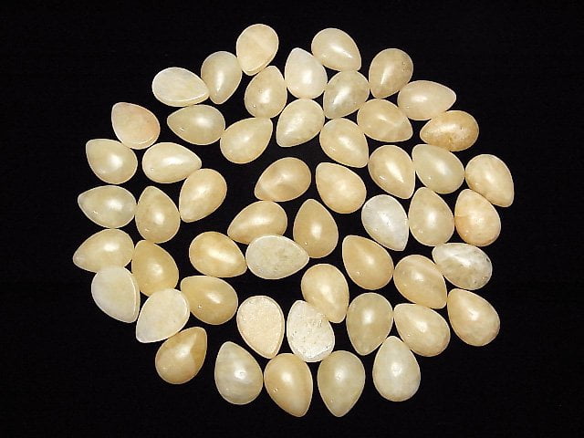 [Video]Yellow Calcite Pear shape Cabochon 14x10mm 5pcs