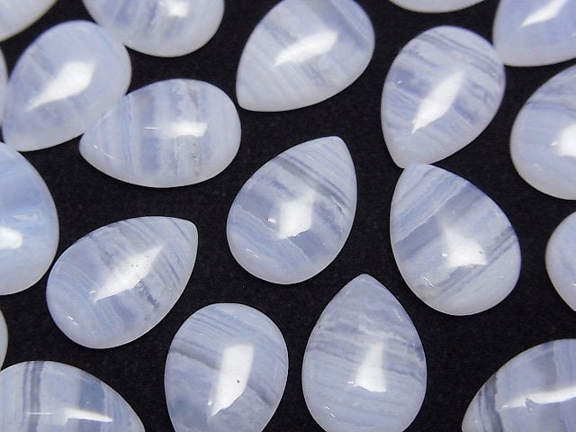 [Video] Blue Lace Agate AAA Pear shape Cabochon 14x10mm 1pc