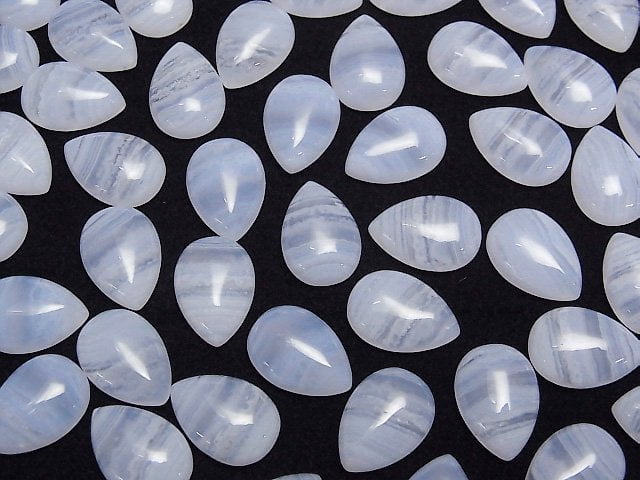 [Video] Blue Lace Agate AAA Pear shape Cabochon 14x10mm 1pc