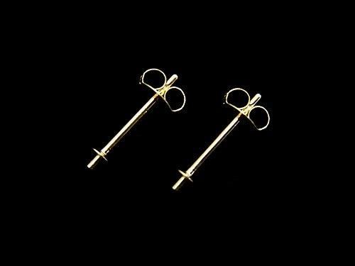 [K10 Yellow Gold] Direct-Connect Earstuds & Earnuts with Plate, 1 Pair