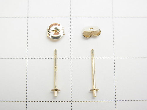 [K10 Yellow Gold] Direct-Connect Earstuds & Earnuts with Plate, 1 Pair