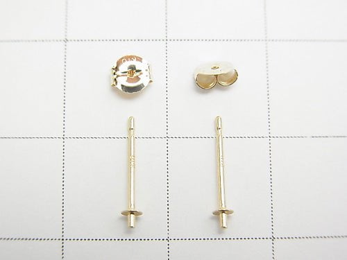 [K10 Yellow Gold] Direct-Connect Earstuds & Earnuts with Plate, 1 Pair
