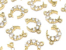 Metal Crescent Moon Motif Both Side Charms 14x10mm Gold (with CZ) 2pcs