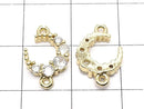 Metal Crescent Moon Motif Both Side Charms 14x10mm Gold (with CZ) 2pcs