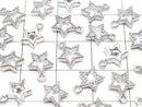 Metal Star Motif Charms, 9x7.5mm, Silver Color (with CZ), 3 Pieces