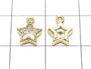 Metal Star Motif Charms, 9x7.5mm, Gold Color (with CZ), 3 Pieces