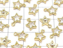 Metal Star Motif Charms, 9x7.5mm, Gold Color (with CZ), 3 Pieces