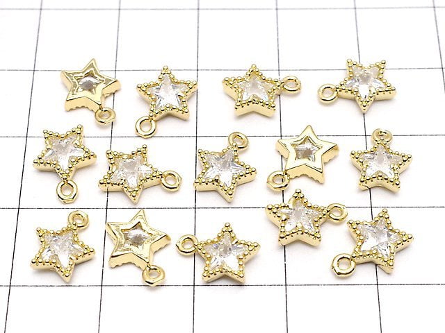 Metal Parts Star Motif Charm 9x7mm Gold Color (with CZ) 3pcs