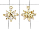 Metal Parts Flower Motif Charm 18x15mm Gold Color (with CZ) 2pcs
