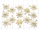 Metal Parts Flower Motif Charm 18x15mm Gold Color (with CZ) 2pcs